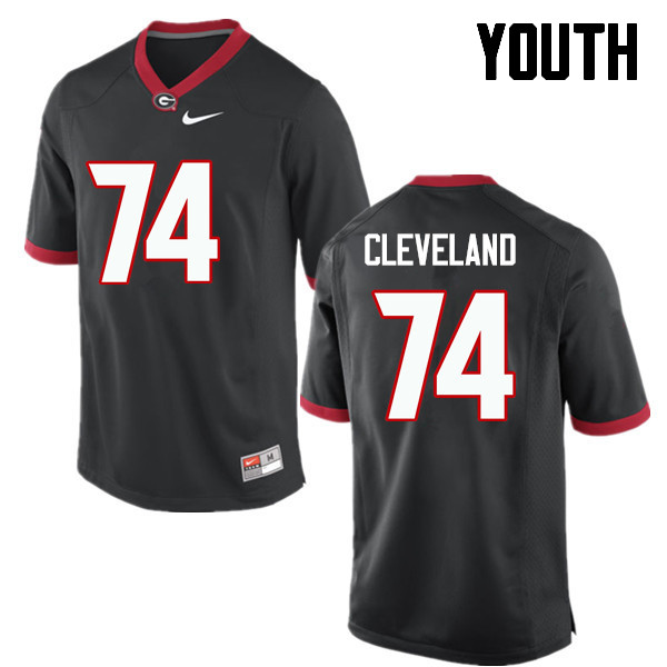 Youth Georgia Bulldogs #74 Ben Cleveland College Football Jerseys-Black - Click Image to Close